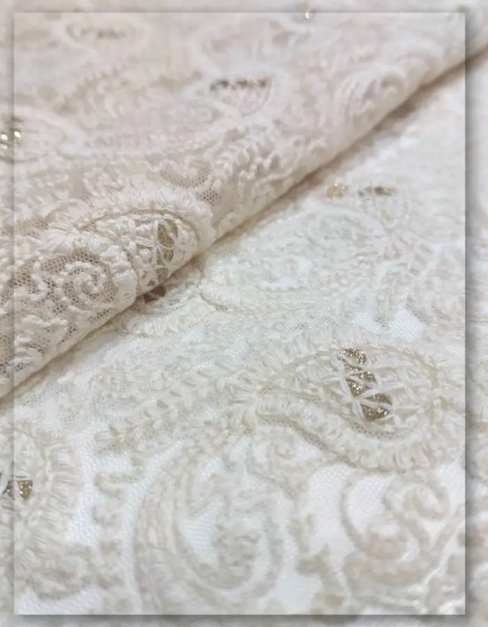 Allover Net Embroidery fabric with Cotton Thread