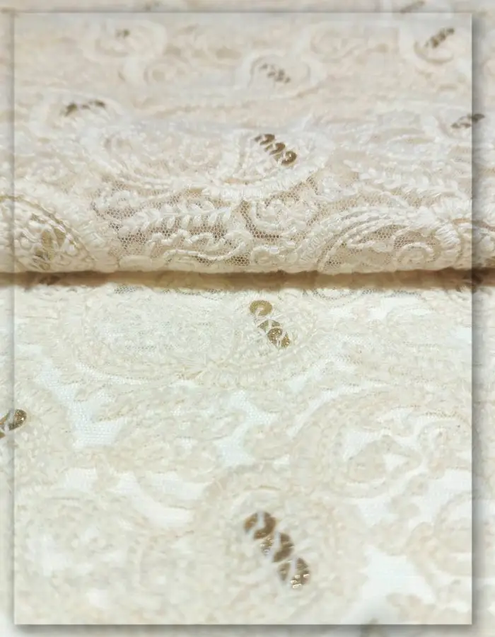Allover Net Embroidery fabric with Cotton Thread