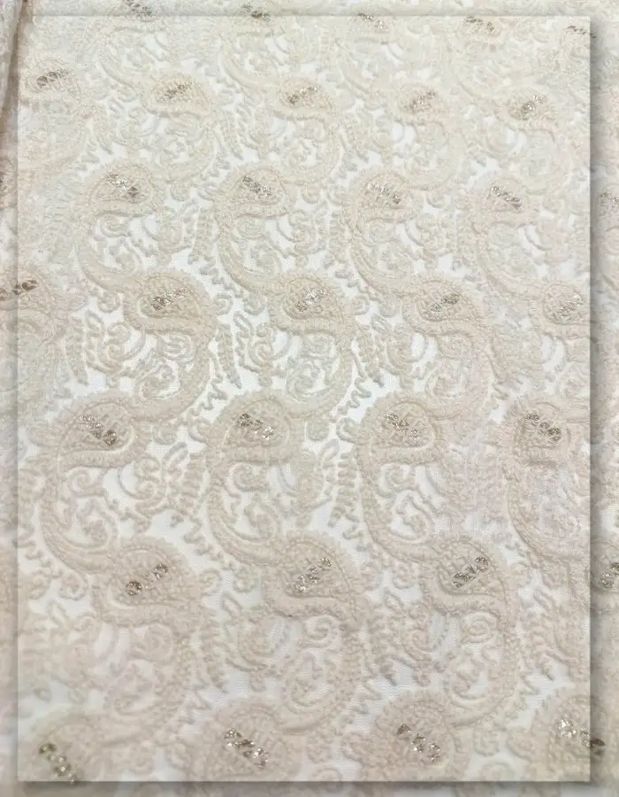 Allover Net Embroidery fabric with Cotton Thread