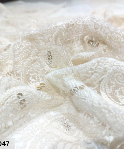 Allover Net Embroidery fabric with Cotton Thread