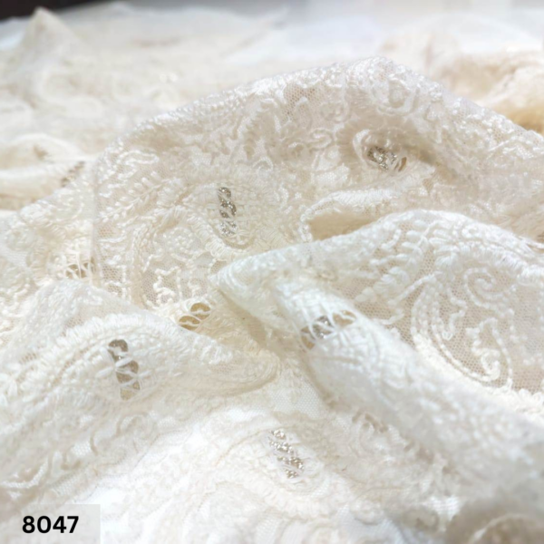 Allover Net Embroidery fabric with Cotton Thread