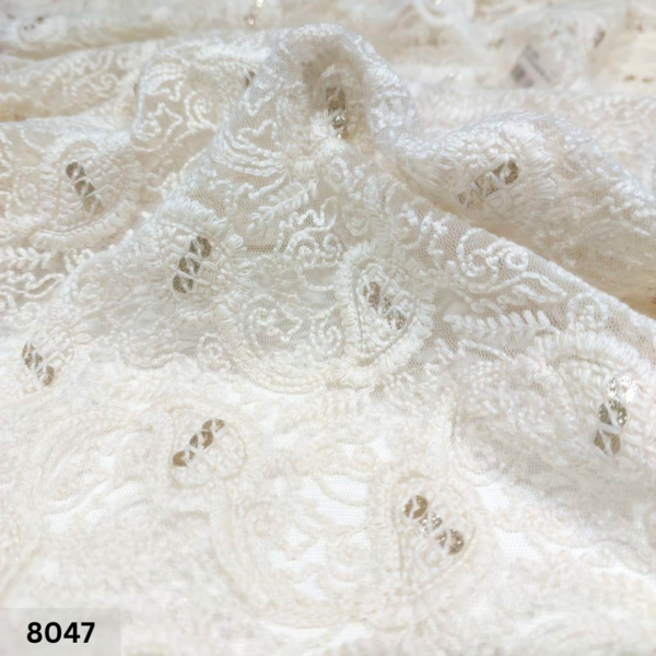 Allover Net Embroidery fabric with Cotton thread