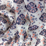 Blue Floral viscose organza Digital Printed fabric