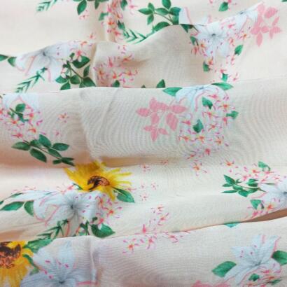 Buy cream floral printed fabrics