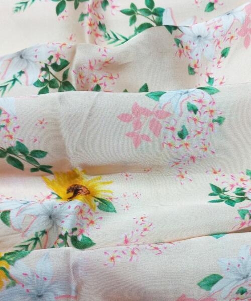 Buy cream floral printed fabrics