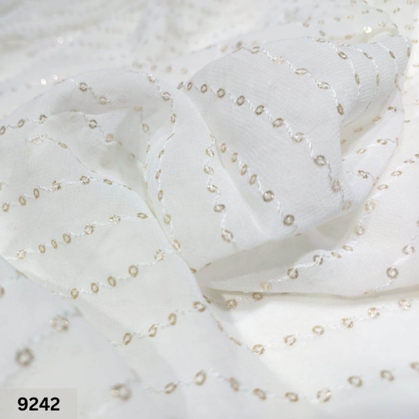 Designer Embroidered fabric with Lining pattern