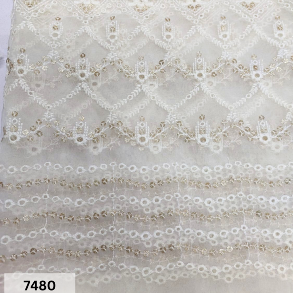Dyeable Embroidered Organza Dupatta fabric 