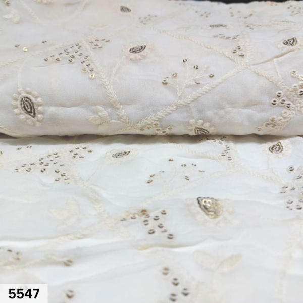 Madhav fashion Georgette Allover Embroidery fabric with Cotton thread work