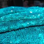 Madhav fashion Teal Blue Allover Sequins Embroidery fabric