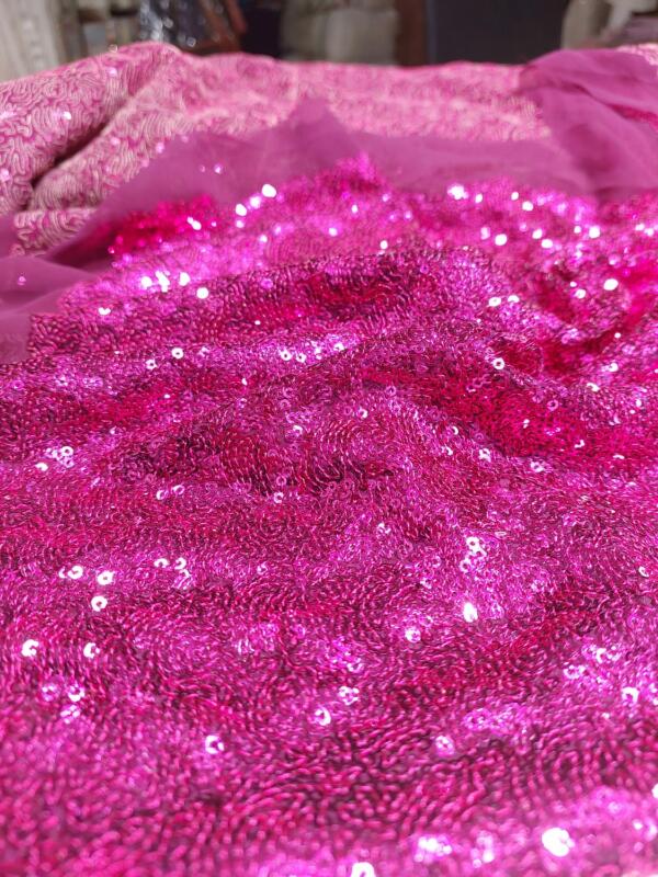 Madhav fashion pink Sequins Embroidery fabric