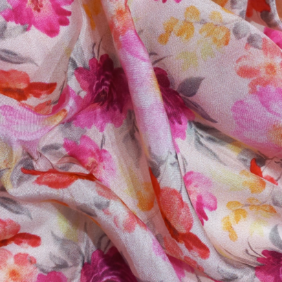 Multicolor viscose muslin printed fabric