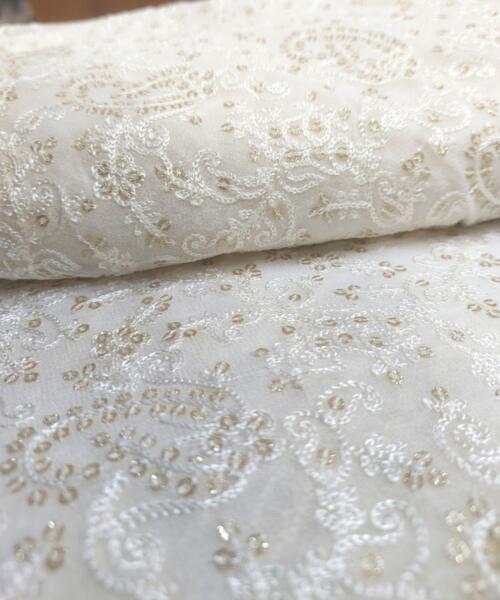 Buy Allover Chain Stitch Embroidery fabric