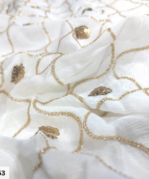 Beautiful White Embroidered Chiffon fabric