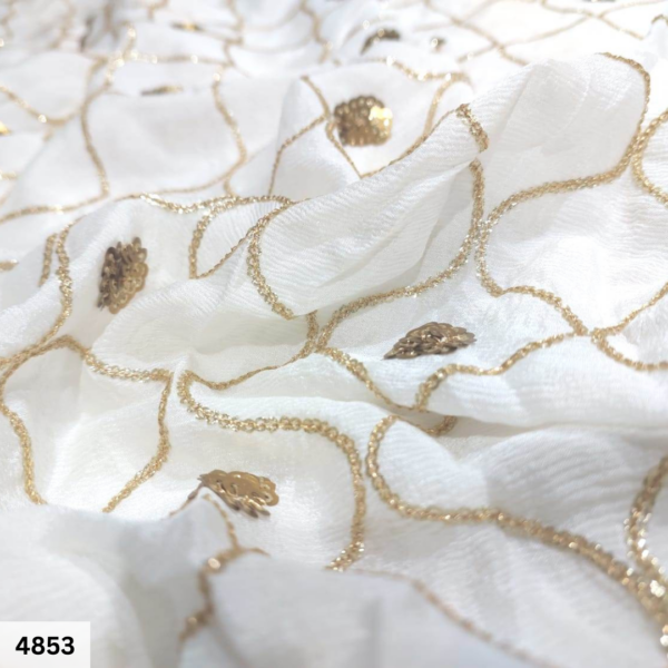 Beautiful White Embroidered Chiffon fabric
