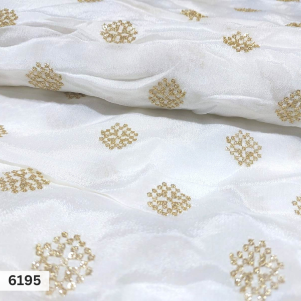 Dyeable Chinon Golden Zari Butti fabric