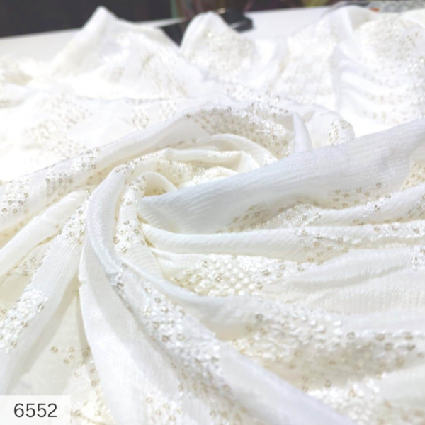 Dyeable Embroidery chinon fabric in lace pattern