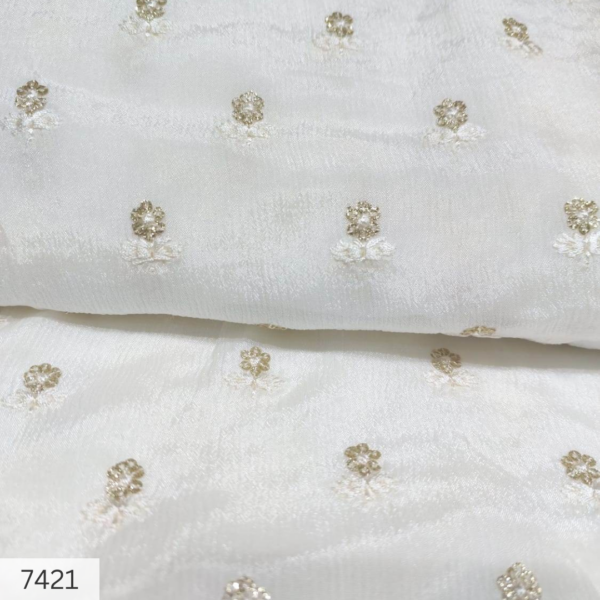 Madhav fashion Embroidered Chinon Floral Butti fabric