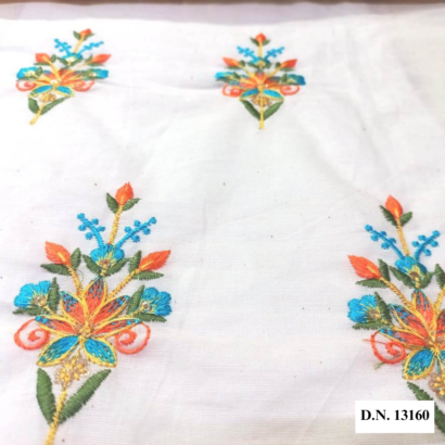 Buy Stunning Floral Cotton Fabrics with Embroidered design