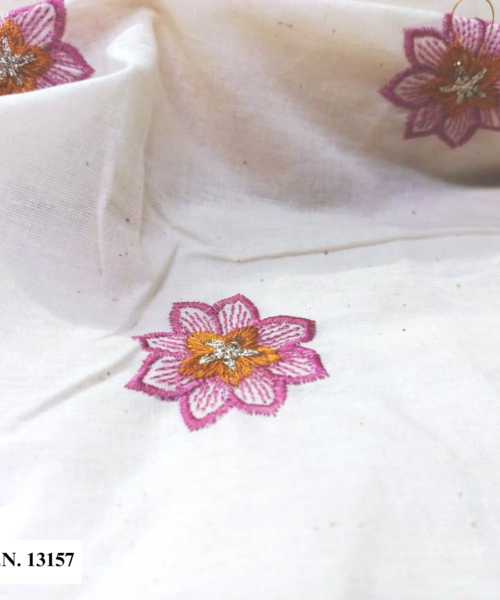 Get Pretty Purple Color Butti design on kora cotton fabric