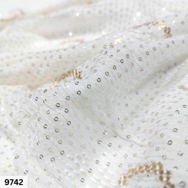 White Dyeable georgette Embroidered fabric