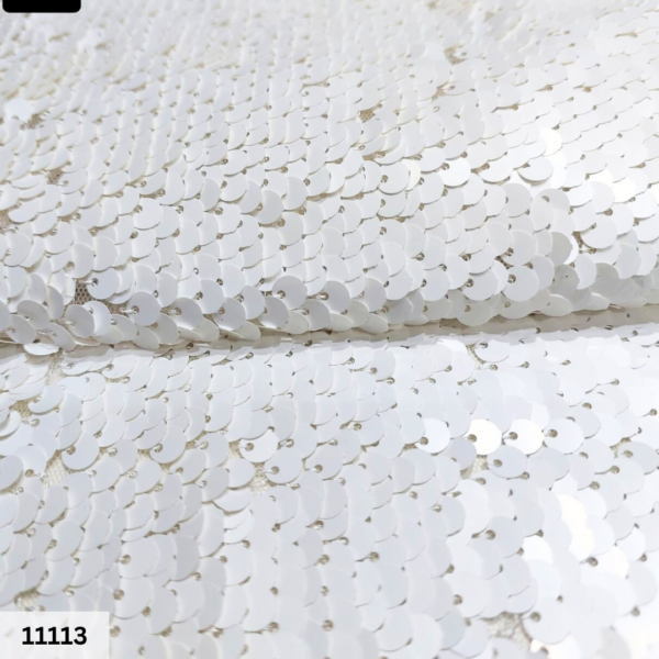 White Reversible Sequin Fabric fabric for Luxurious garments