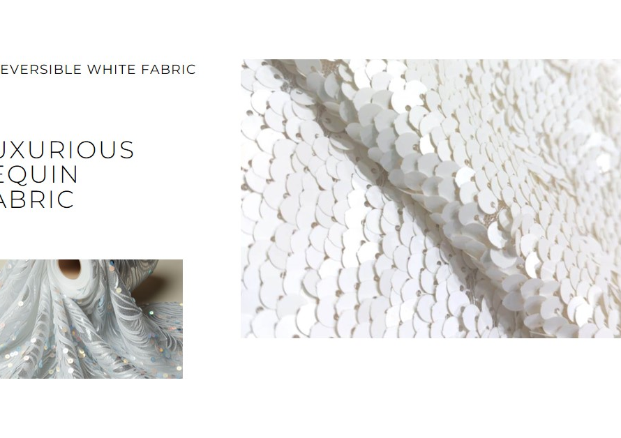White Reversible Sequin Fabric fabric for Luxurious garments