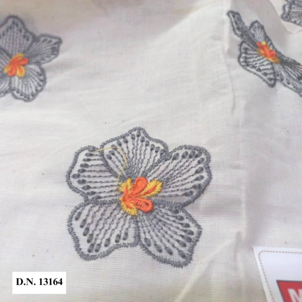 hibiscus flower pattern Butti Design in kora Cotton fabric