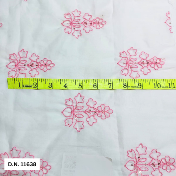 Allover Pink thread Cotton Embroidery fabric