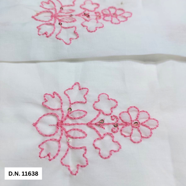 Allover pink thread White Cotton Embroidery fabric