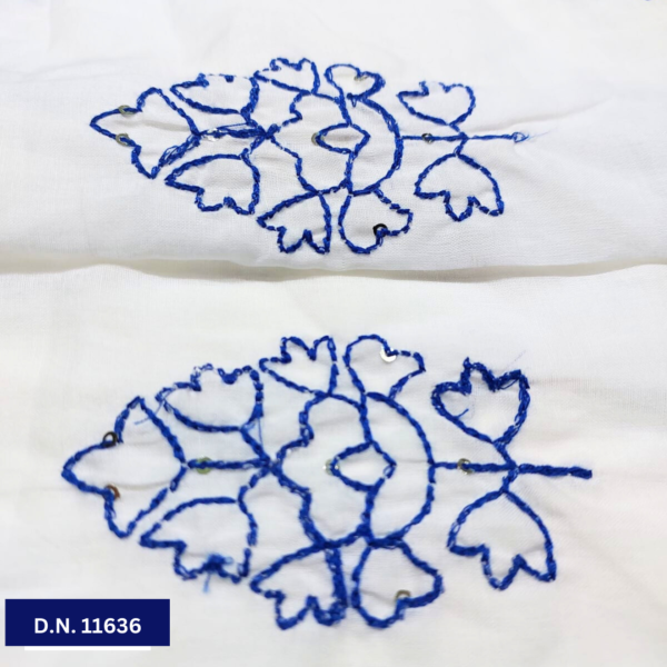 Blue Thread work Cotton Embroidery fabric