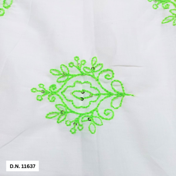 Green Floral Cotton Embroidery fabric