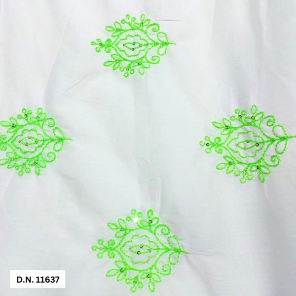 Madhav fashion Green Cotton Floral Embroidery fabric