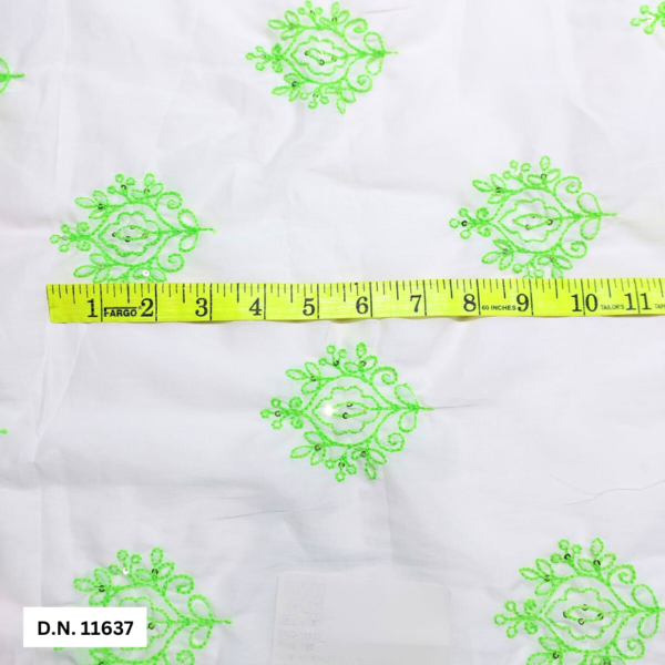 Madhav fashion Green Floral Cotton Embroidered Butti fabric