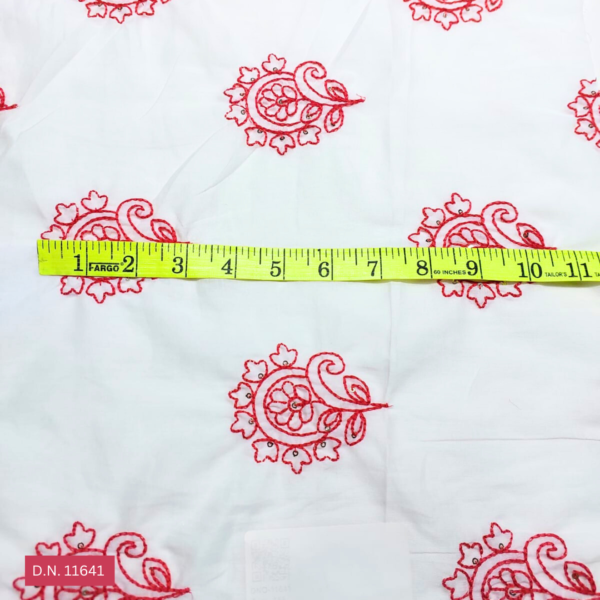 Madhav fashion Red Embroidered Floral Cotton fabric