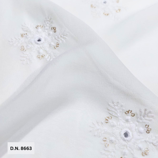 Madhav fashion Thread Work Cotton White Fabric