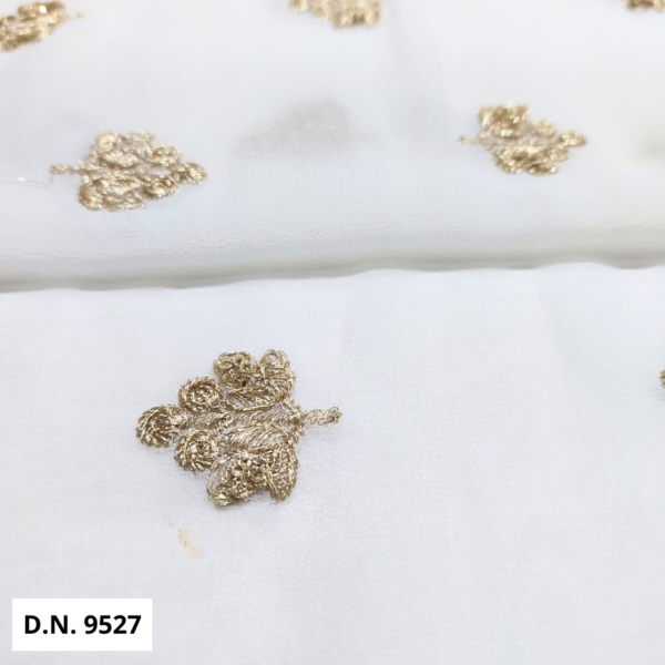 Shop Now Golden Zari Motif Embroidery fabric