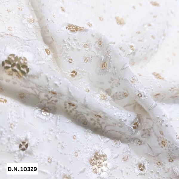 White Floral Embroidery fabric