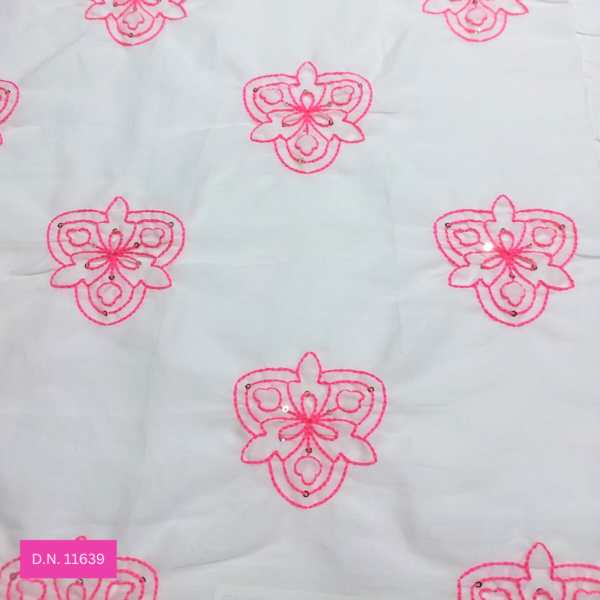 white embroidered cotton fabri