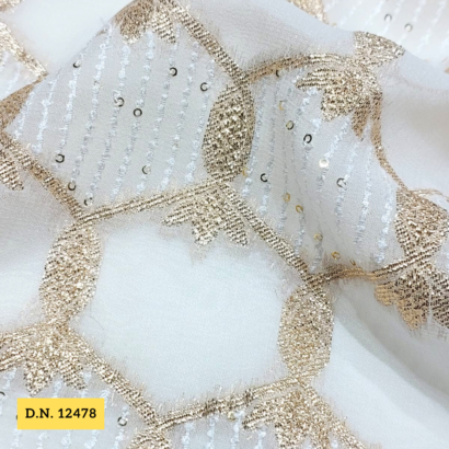 Shop Now White Georgette Jacquard fabric