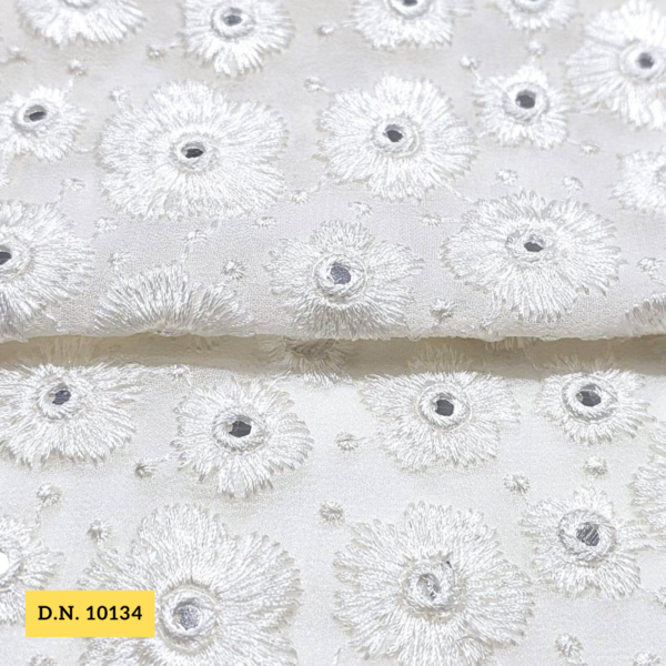 Dyeable Embroidered Mirror work fabric