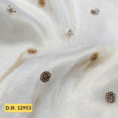 Golden Tissue Embroidered butti fabric