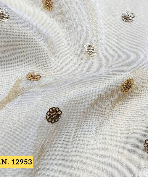 Golden Tissue Embroidered butti fabric