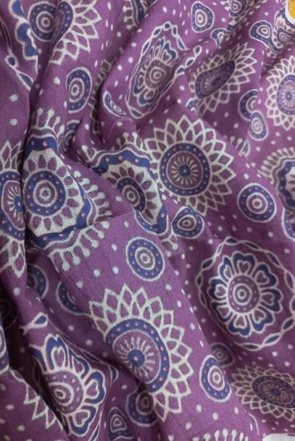 Light Purple Color Bandhej Design Digital Print Mall Cotton Fabric