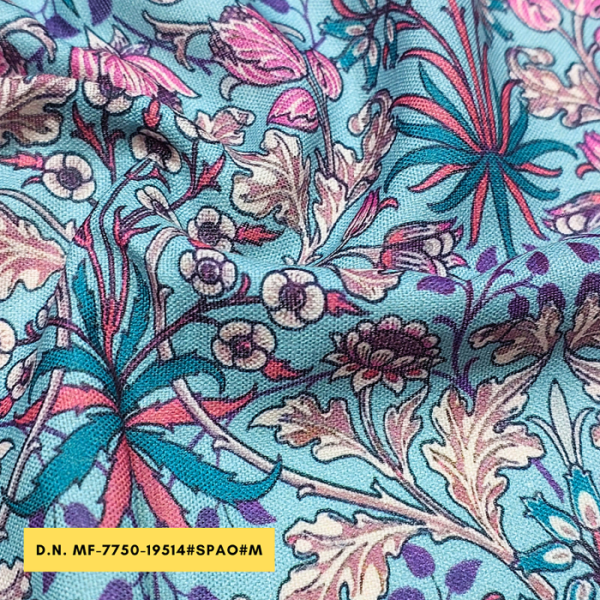 Buy Sky Blue base color Digital Printed fabric