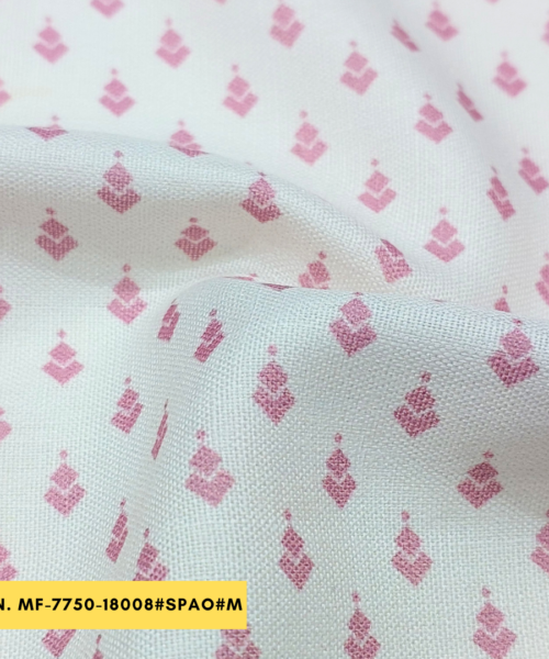 Buy White Base Color Polylinens Print fabric for men’s