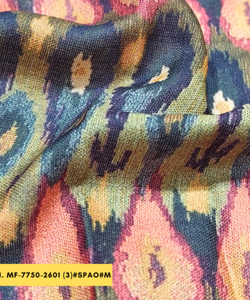 Get Exclusive Ikat Pattern Printed fabric in Poly Linen.