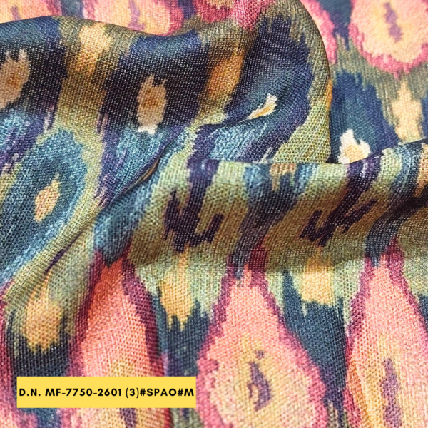 Get Exclusive Ikat Pattern Printed fabric in Poly Linen.