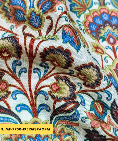 Multicoloured Flora Poly Linen Vintage Fabric