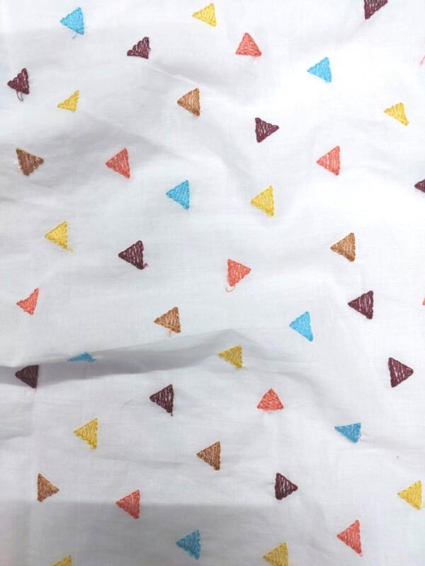 get White Cotton Geometrical Pattern Printed Fabric