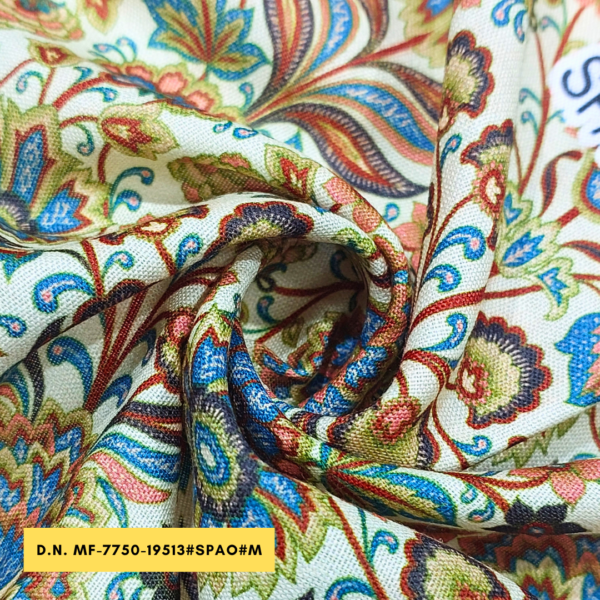 madhav fashion Multicoloured Flora Poly Linen Vintage Fabric